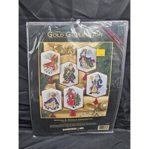 Dimensions Gold Collection SANTAS & ANGELS Ornaments Counted Cross Stitch Kit